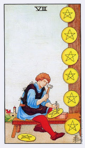 Ý Nghĩa Lá Bài Eight of Pentacles Trong Tarot